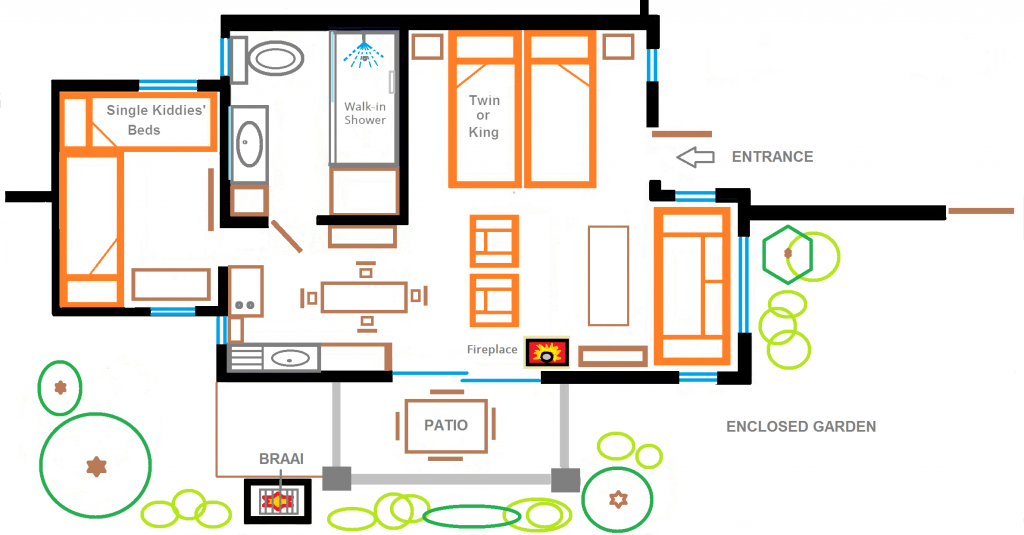 Floor plan Garden Cottage with fireplace